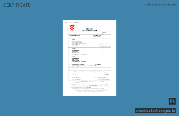 Beispiel einer kroatischen Geburtsurkunde (Word- und PDF-Datei)